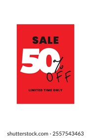 Discount coupon template with sale text. Concept voucher for special offer 50, big sale, best price, buy now, black friday. Black, white, red vector illustration on transparent background