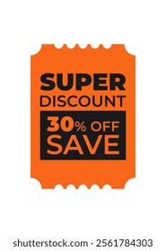 Discount coupon template with sale text. Concept voucher for special offer, promotion, announcement, exclusive offer, shopping cart, buy now. Black,orange vector illustration on transparent background