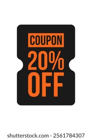 Discount coupon template with sale text. Concept voucher for special offer, promotion, online shopping, exclusive offer, shopping cart, buy now. Black,orange vector illustration transparent background