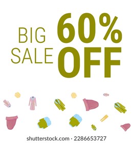 Discount coupon template with spring clothes sale. Design of a colorful banner, poster on a white background. Vector illustration...