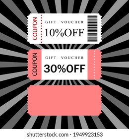 Discount coupon, trendy ticket, graphic design, sales special offer concept. Vector illustration.
