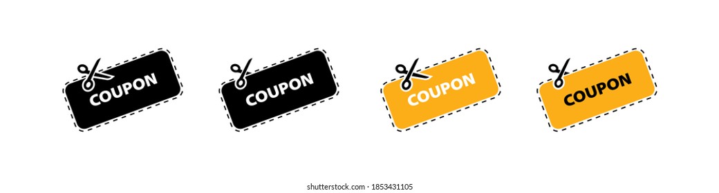 Icono vector Cupón descuento. Iconos de cupones de descuento vectorial Iconos de cupón en diseño plano. El concepto de corte. Ilustración del vector