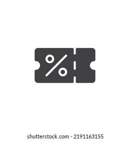 Discount coupon vector icon. filled flat sign for mobile concept and web design. Percentage coupon glyph icon. Symbol, logo illustration. Vector graphics