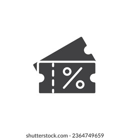 Discount coupon vector icon. filled flat sign for mobile concept and web design. Coupon with percentage glyph icon. Symbol, logo illustration. Vector graphics
