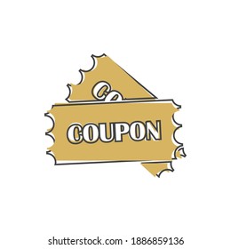 Rabatt Coupon Vector Icon auf Cartoon-Stil auf weißem, isoliertem Hintergrund.