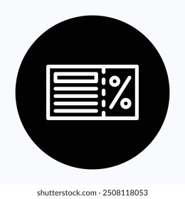 Discount Coupon Vector Icon, Sale Voucher Icon. 