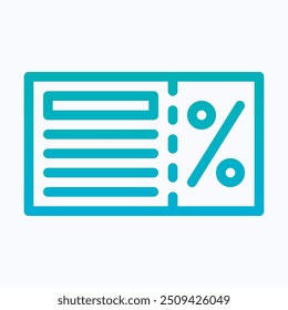 Discount Coupon Vector Icon, Sale Voucher Icon. Isolated Lineal Gradient Icon.