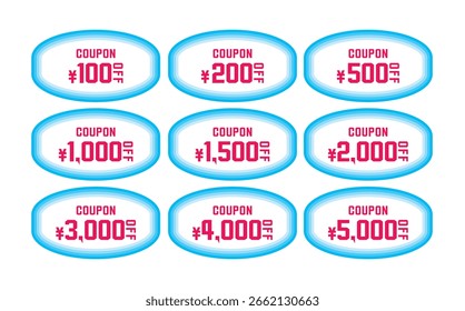 Discount coupon vector illustration set in summer colors