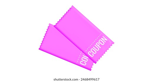 Discount coupon voucher in 3d style sale. Gift coupon. Online store design promotion marketing. Isolated element. Vector illustration.