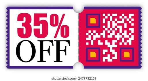 Discount coupon or voucher with qr code