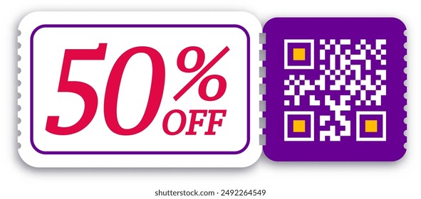 Discount coupon or voucher with qr code