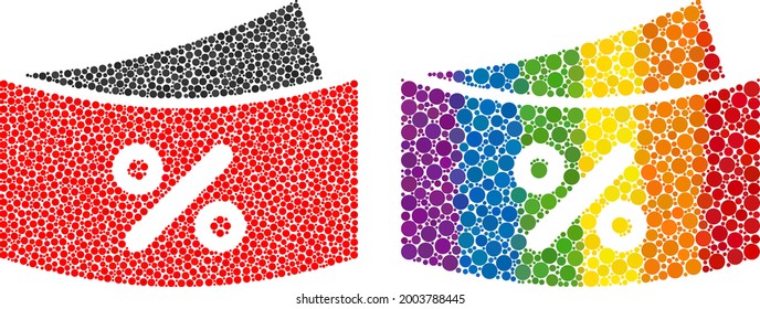 Discount coupones collage icon of round dots in different sizes and spectrum colorful color tints. A dotted LGBT-colored discount coupones for lesbians, gays, bisexuals, and transgenders.