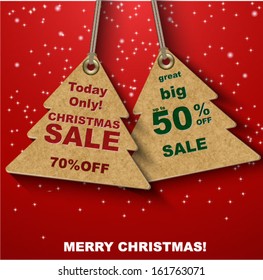 Rabattcoupons in Form von Weihnachtsbaum