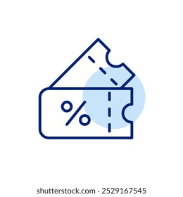 Discount coupons, payment vouchers. Pixel perfect vector icon
