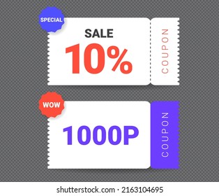 Discount coupons and point coupons will be presented for customers to purchase in many months illustration set. dollar, present, paper, free, sale. Vector drawing. Hand drawn style.