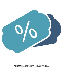 Discount Coupons vector icon. Style is bicolor flat symbol, cyan and blue colors, rounded angles, white background.