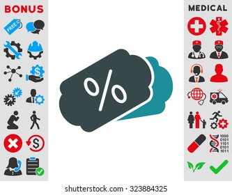 Discount Coupons vector icon. Style is bicolor flat symbol, soft blue colors, rounded angles, white background.