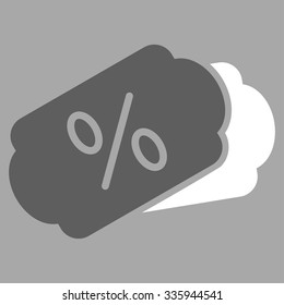 Discount Coupons vector icon. Style is bicolor flat symbol, dark gray and white colors, rounded angles, silver background.