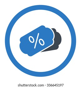 Discount Coupons vector icon. Style is bicolor flat rounded symbol, smooth blue colors, rounded angles, white background.