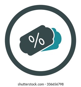 Discount Coupons vector icon. Style is bicolor flat rounded symbol, soft blue colors, rounded angles, white background.