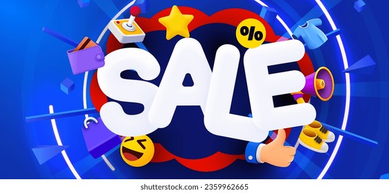 Discount creative composition. Mega Sale. Vector illustration.