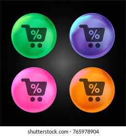 Discount crystal ball design icon in green - blue - pink and orange.