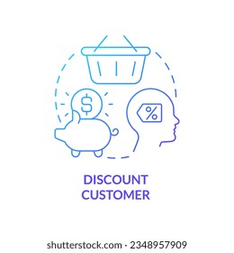 Discount customer blue gradient concept icon. Loyalty program participant. Type of business clients abstract idea thin line illustration. Isolated outline drawing. Myriad Pro-Bold font used