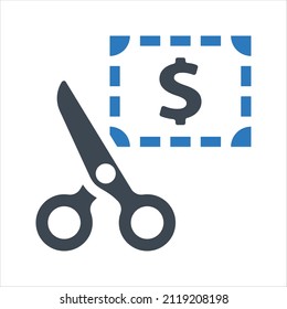 Discount cut icon. Vector and glyph