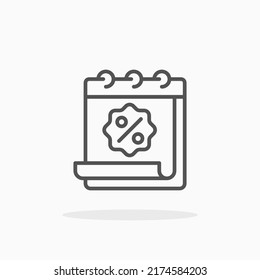 Discount Date Calendar line icon. Editable stroke and pixel perfect. Can be used for digital product, presentation, print design and more.