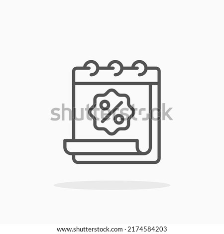 Discount Date Calendar line icon. Editable stroke and pixel perfect. Can be used for digital product, presentation, print design and more.