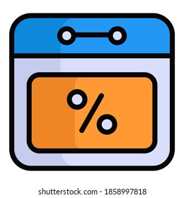 Estilo de línea de fecha de descuento, compras de Viernes Negro, diseño de icono de venta.