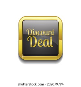 Discount Deal Gold Vector Icon Button