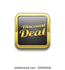 Discount Deal Gold Vector Icon Button