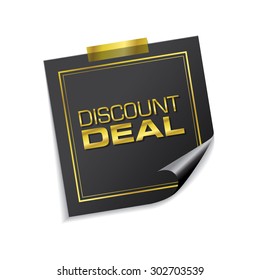 Discount Deal Golden Sticky Notes Vector Icon Design