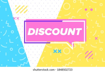 DESCUENTO en banner de diseño. plantilla vectorial para web, impresión, presentación. Banner simple con una frase mínima. Impresión geométrica plana de moda. Decoración creativa de material vectorial.