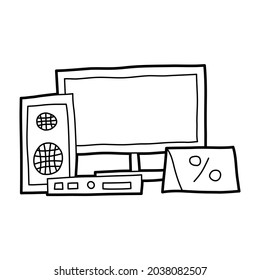 discount device vector illustration icon design template with outline doodle hand drawn style for shop and market