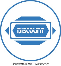 Discount, discounting, sticker blue icon