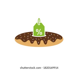 
Discount Donuts logo design vector template, Bakery logo concept, Creative icon symbol
