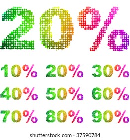 Plantillas de elementos de descuento con porcentajes diferentes