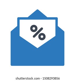 discount email glyph colour vector icon
