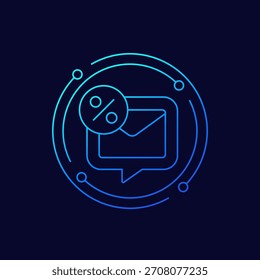 Icono de correo electrónico de descuento en diseño lineal
