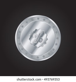 Discount embossed realistic silver / platinum coin precious Icon / Logo Design