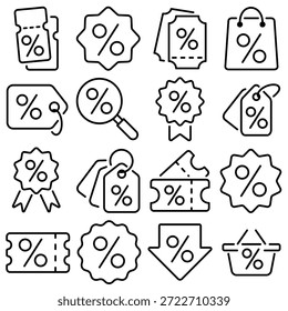 Descuento Essentials Icon Set Estilo de contorno