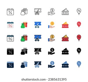 Discount Event Icon Set, Black Friday