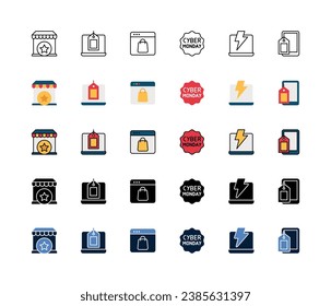 Discount Event Icon Set, Cyber Monday