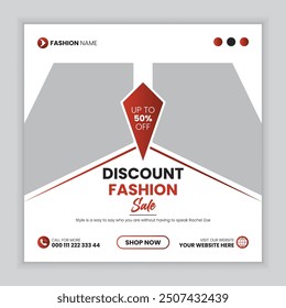 Discount fashion sale social media post design template