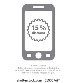 Discount fifteen (15) percent circular icon