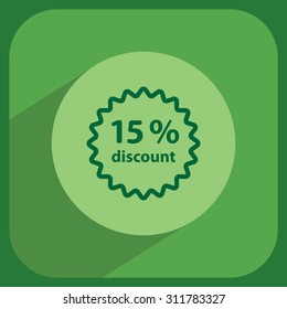 Discount fifteen (15) percent circular icon