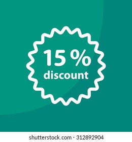 Discount fifteen (15) percent circular icon