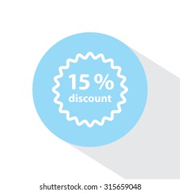 Discount fifteen (15) percent circular icon